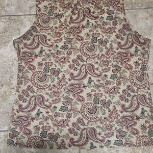 Chaps Red and Tan Paisley Blouse